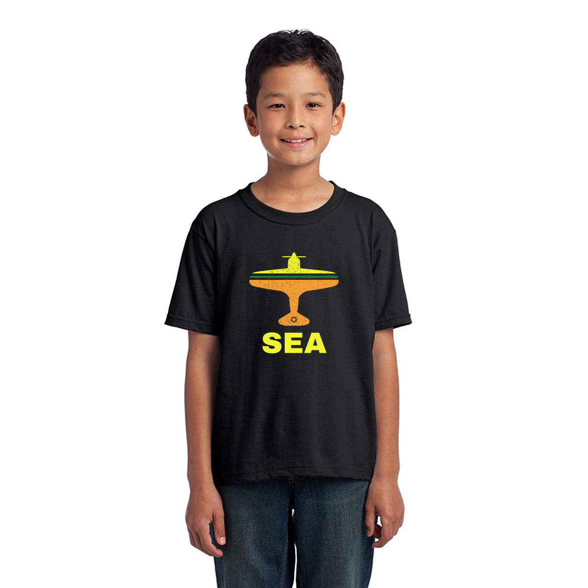 Fly Seattle SEA Airport Kids T-shirt | Black