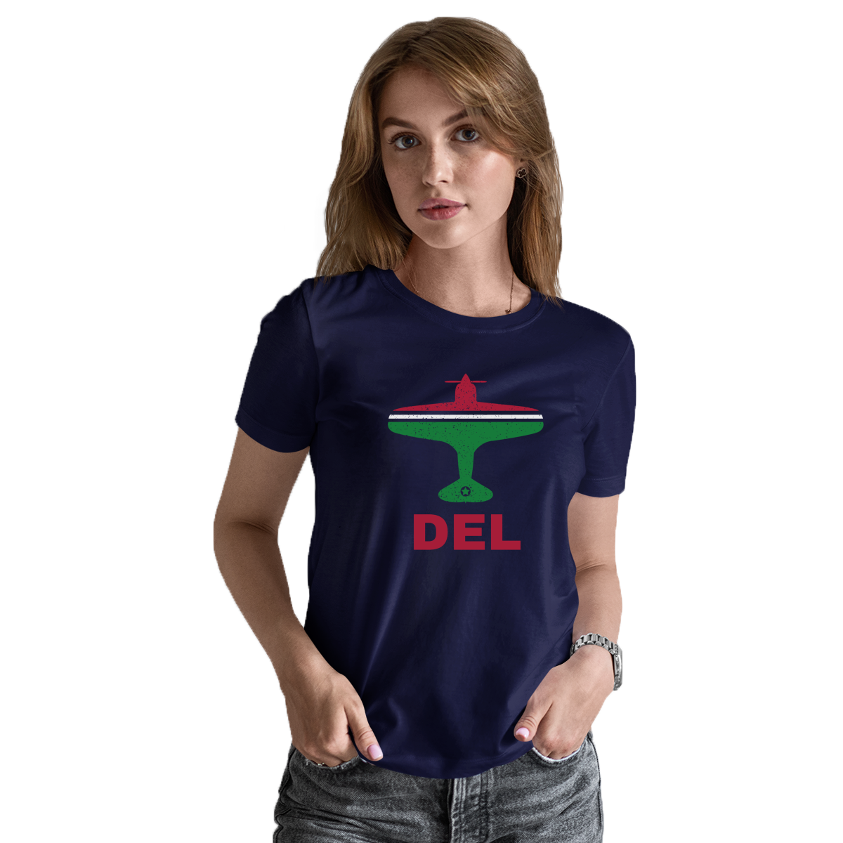 Fly Delhi DEL Airport Women's T-shirt | Navy