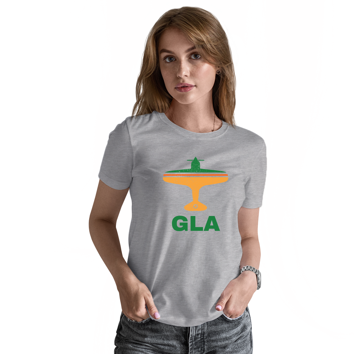 Fly Glasgow GLA Airport Women's T-shirt | Gray