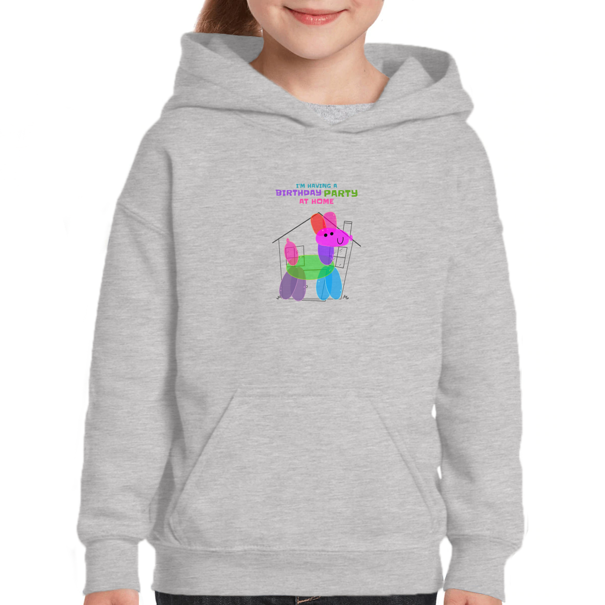 I'm having a birthday party at home  Kids Hoodie | Gray