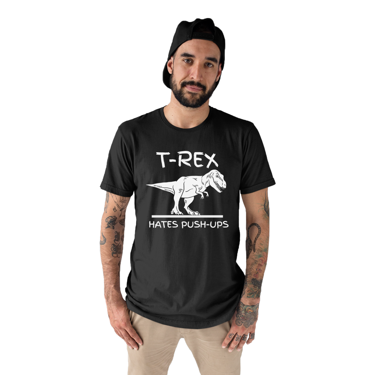 T-Rex Hates Push-ups  Men's T-shirt | Black