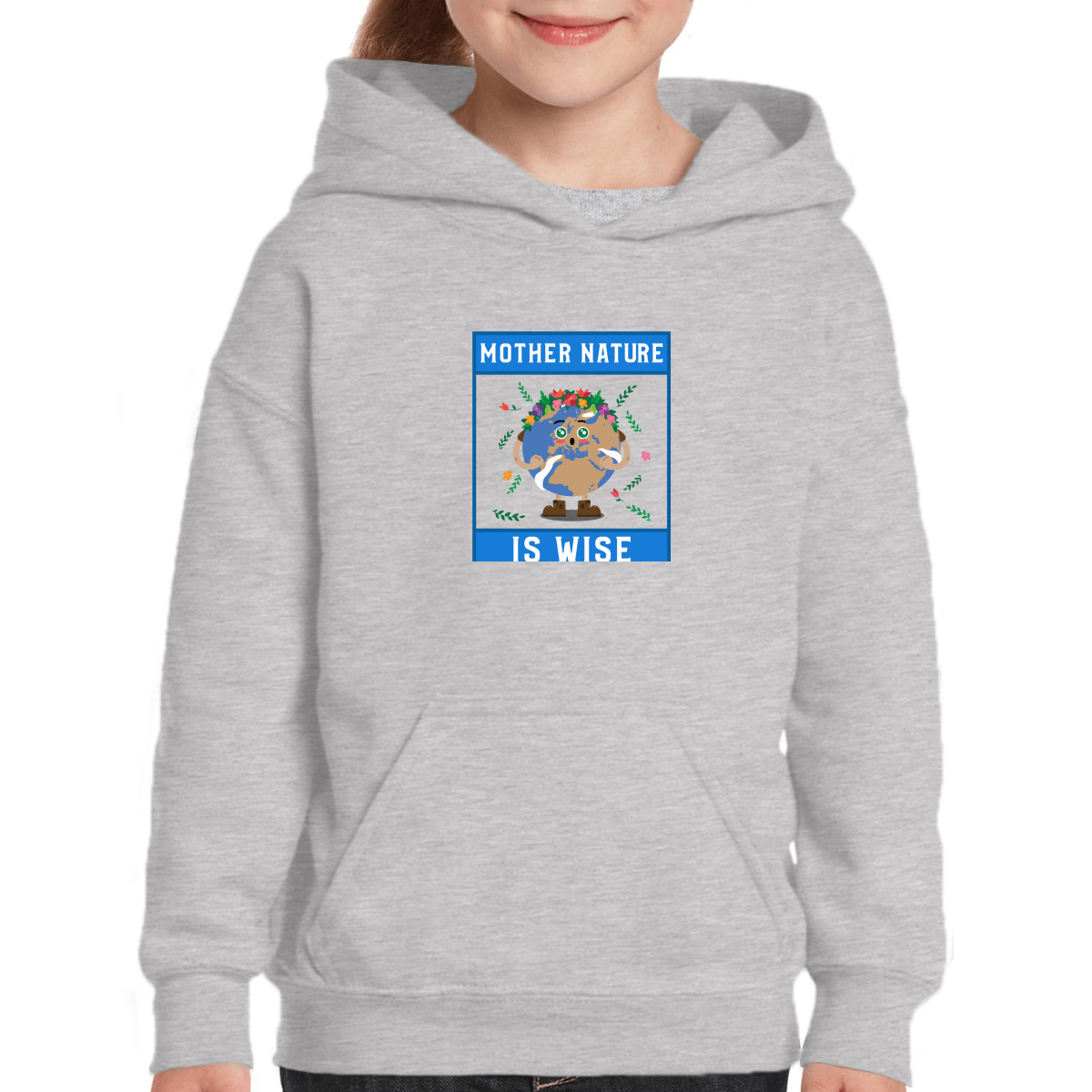 Mother Nature is Wise Kids Hoodie | Gray