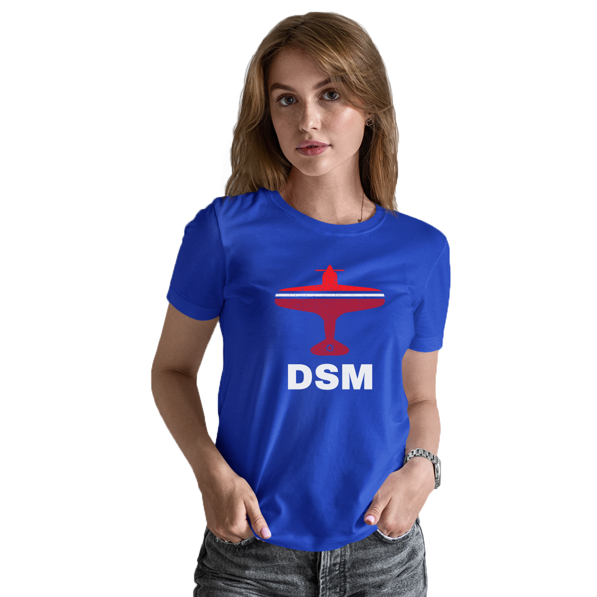 Fly Des Moines DSM Airport Women's T-shirt | Blue