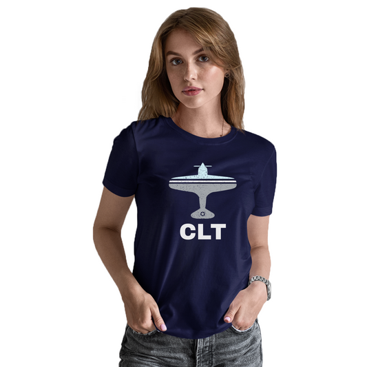 Fly Charlotte CLT Airport Women's T-shirt | Navy