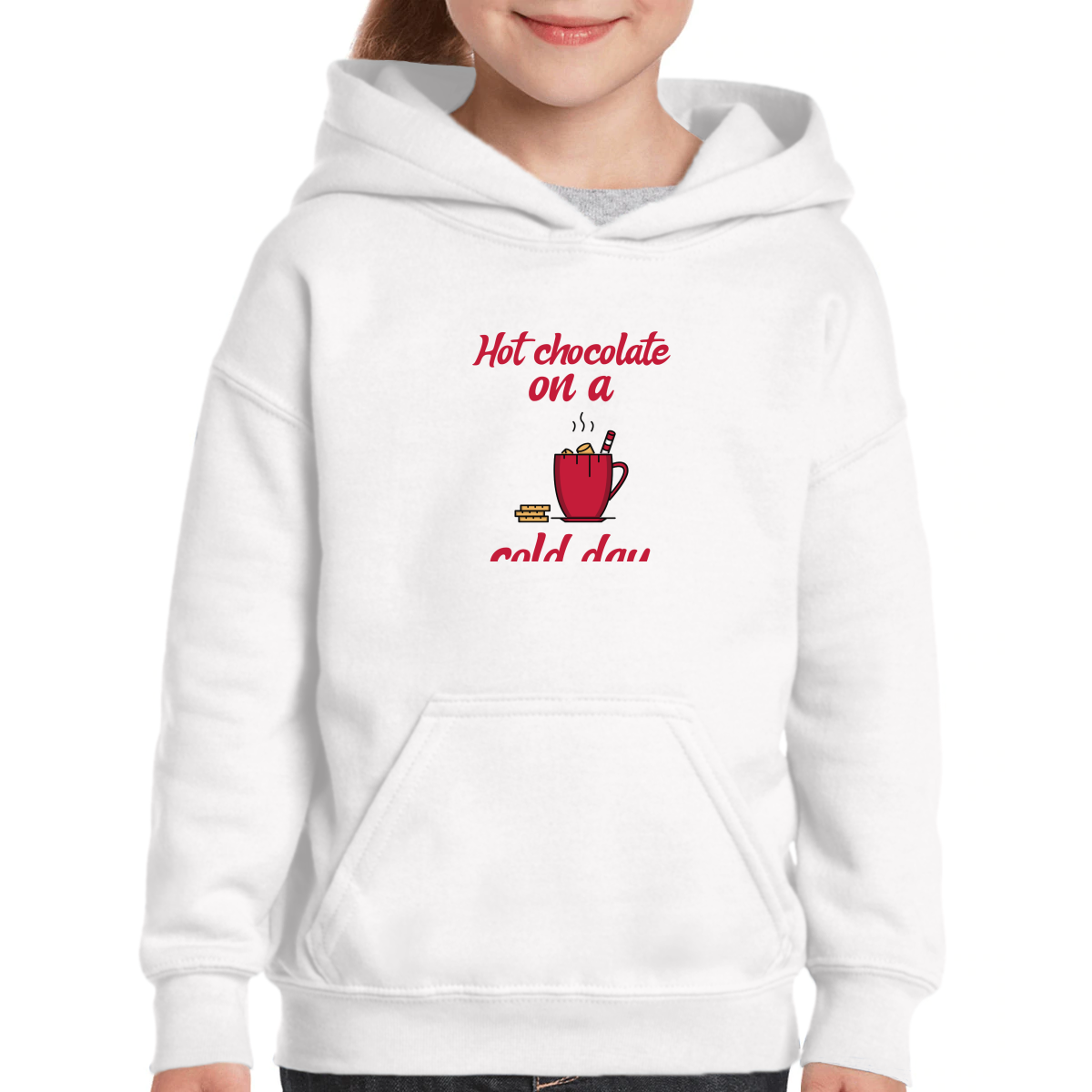Hot Chocolate on a Cold Day Kids Hoodie | White