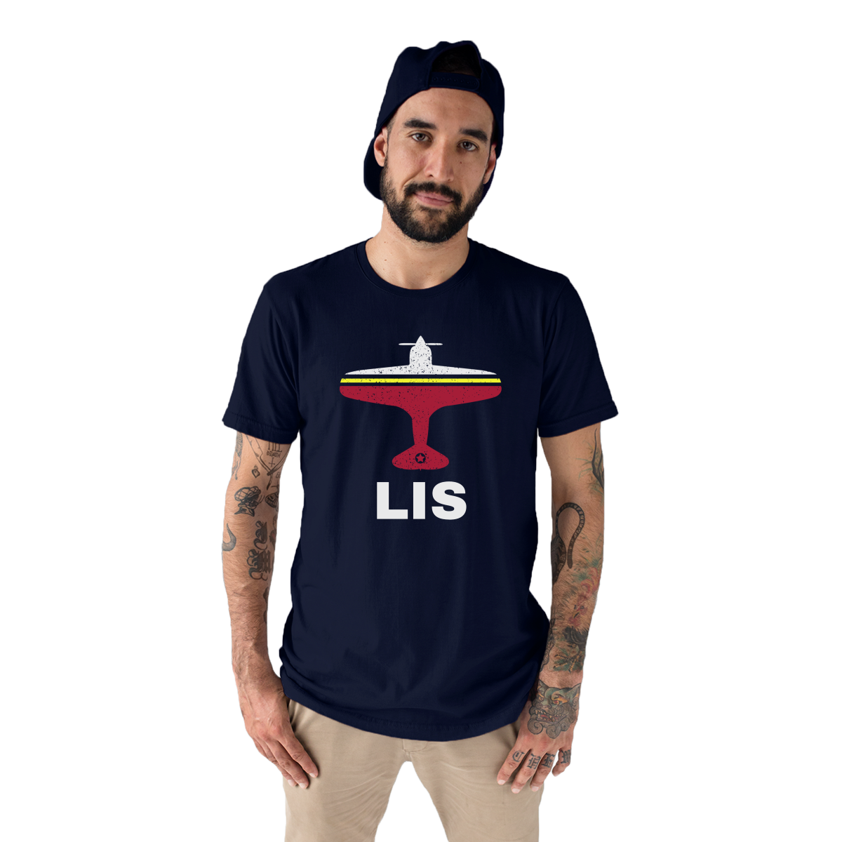 Fly Lisbon LIS Airport Men's T-shirt | Navy