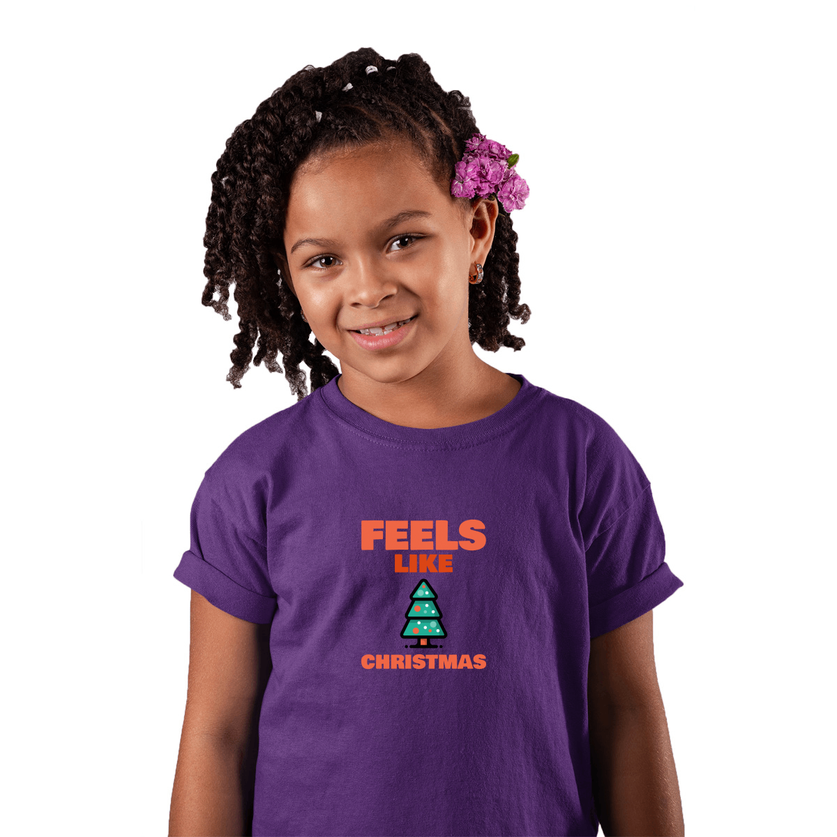 Feels Like Christmas Kids T-shirt | Purple