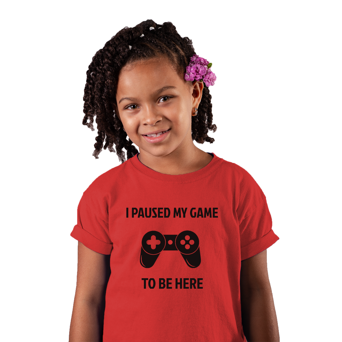 I Paused My Game To Be Here Kids T-shirt | Red