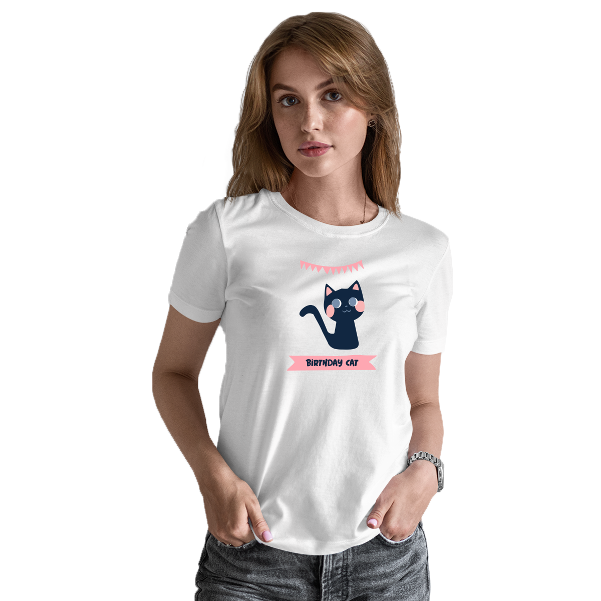 Birthday Cat Women's T-shirt | White