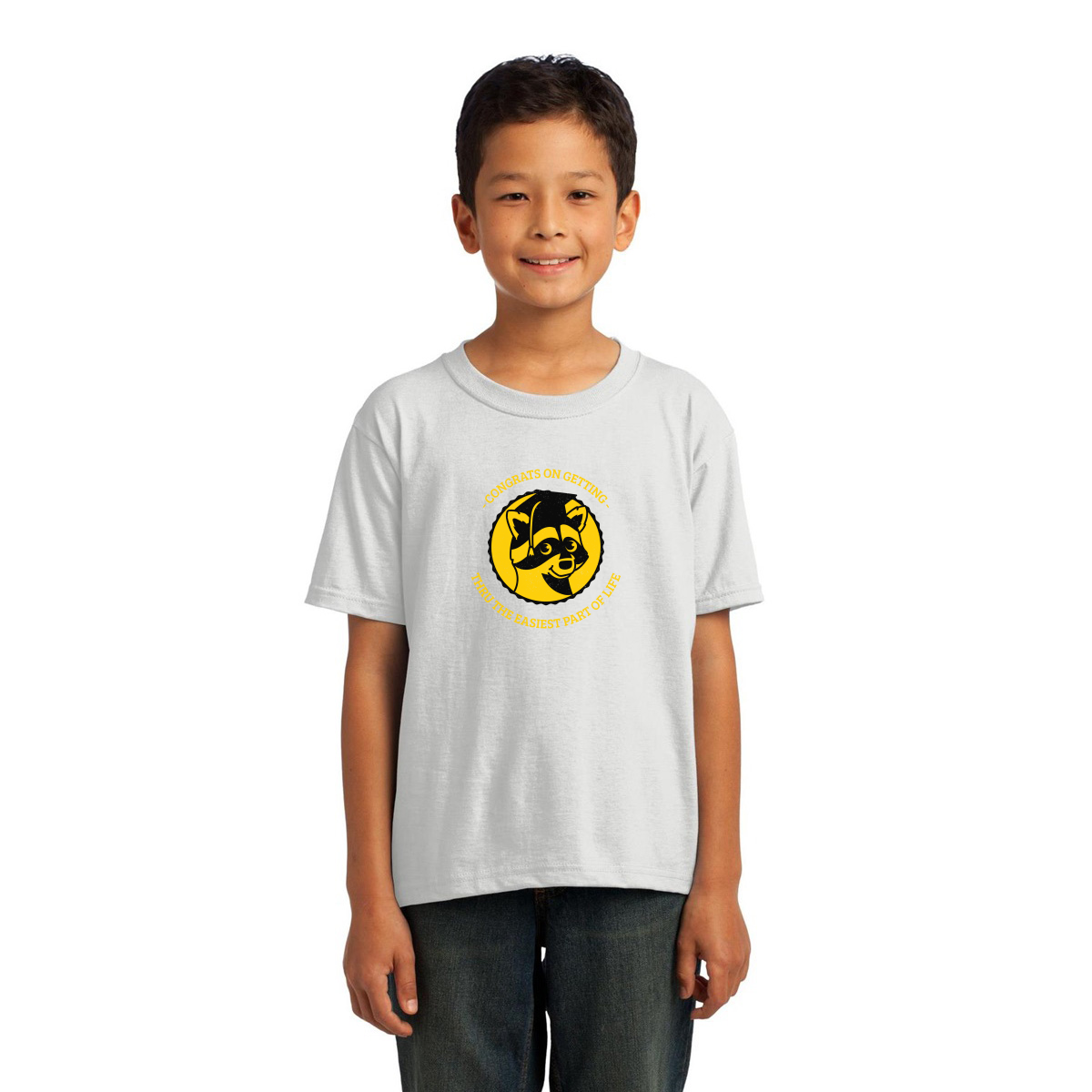 Congrats On Getting Thru The Easiest Part Of Life Kids T-shirt | White