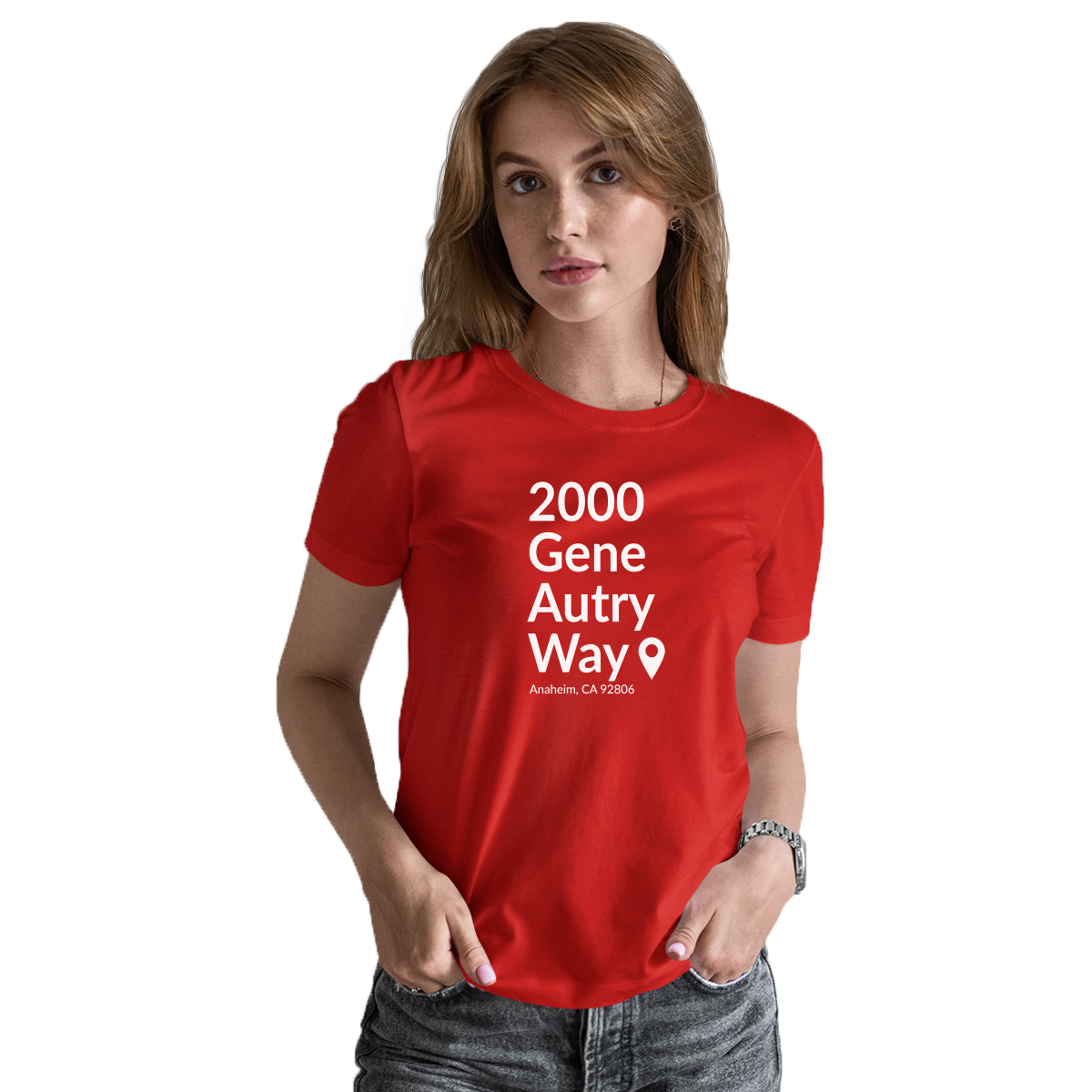 Anaheim Baseball Stadium Women's T-shirt | Red