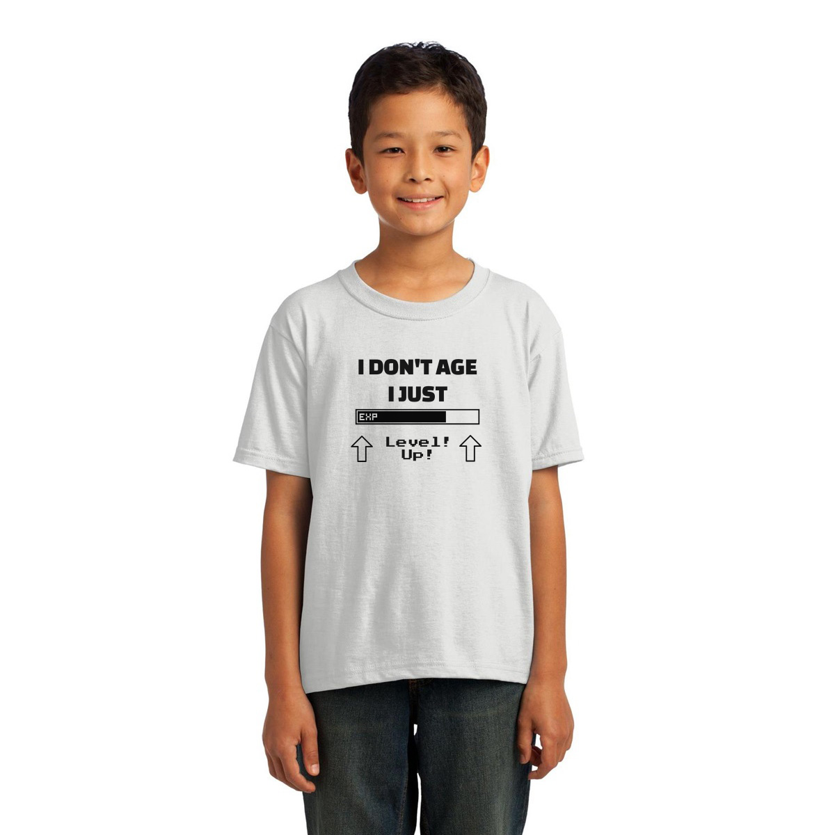 I Don't Age I Just Level Up Kids T-shirt | White