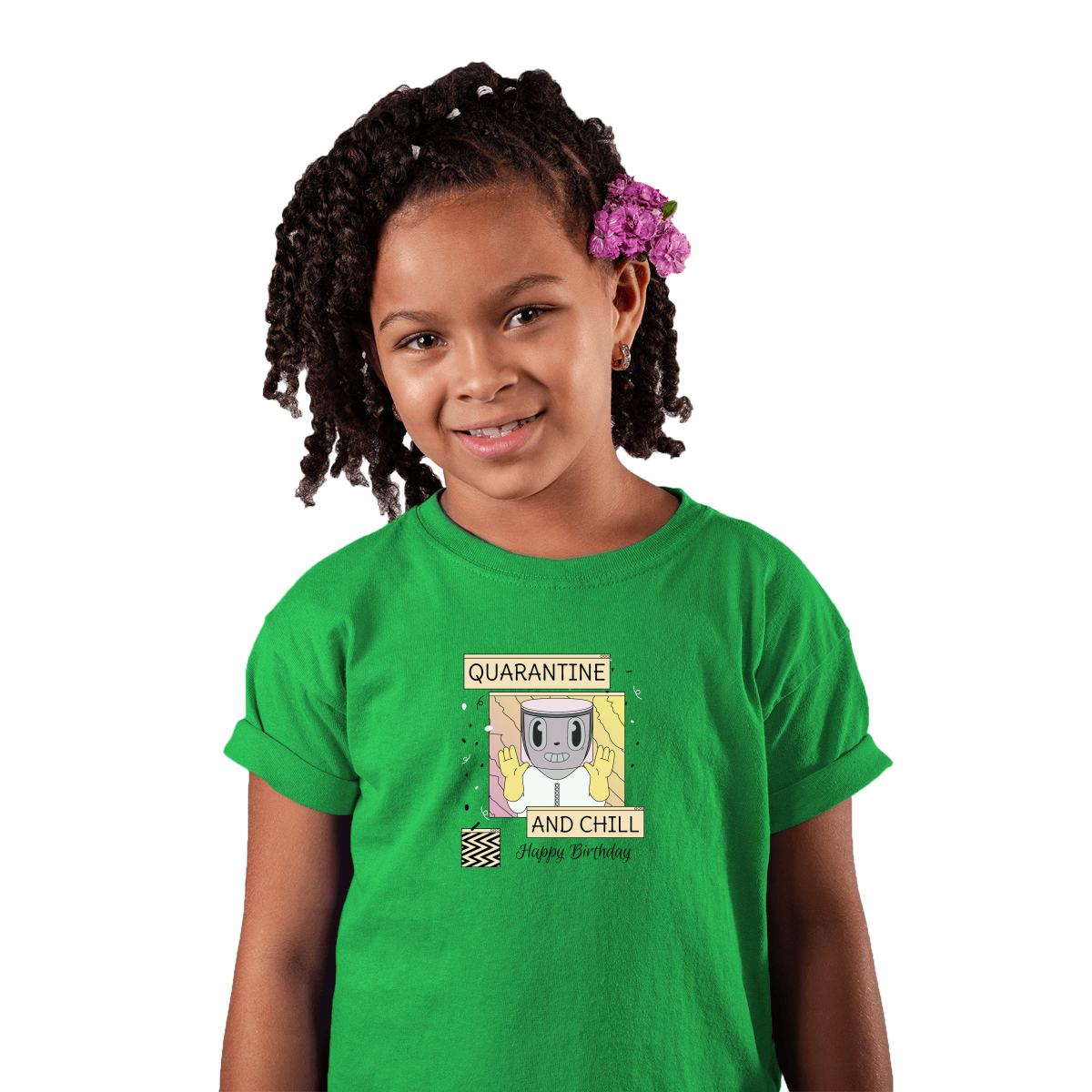Quarantine and Chill Birthday Kids T-shirt | Green