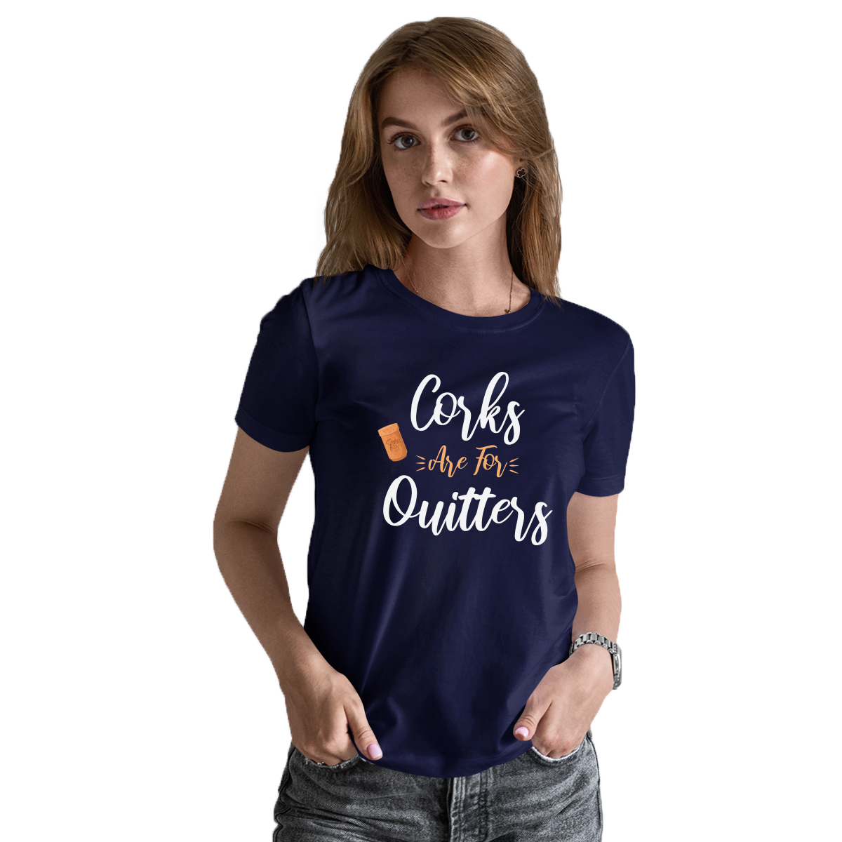 Corks Are For Quitters Women's T-shirt | Navy