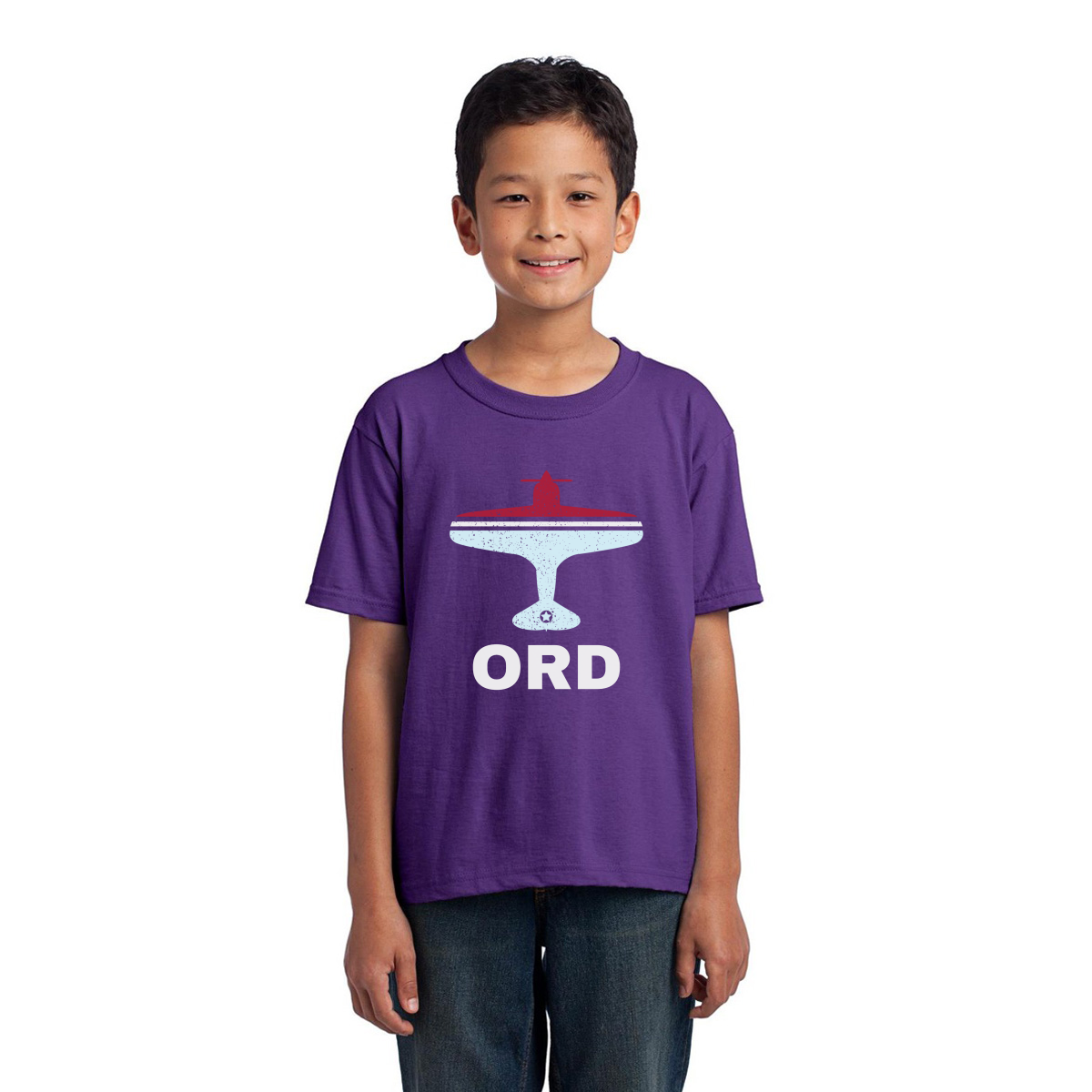Fly Chicago ORD Airport Kids T-shirt | Purple
