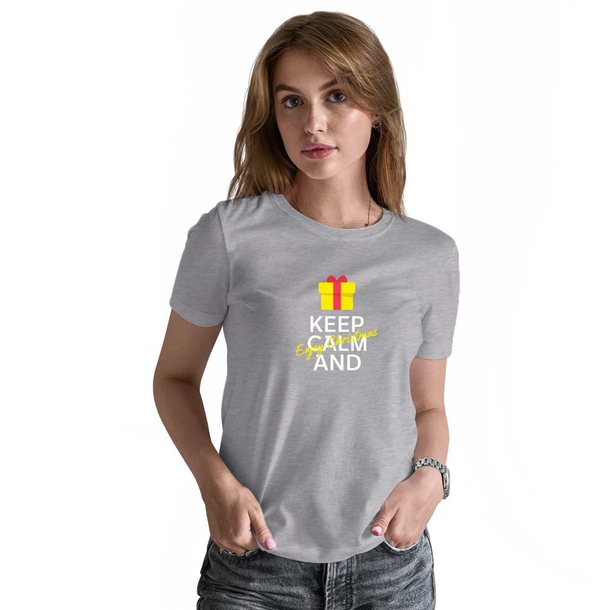 Keep Calm and Enjoy Christmas Women's T-shirt | Gray