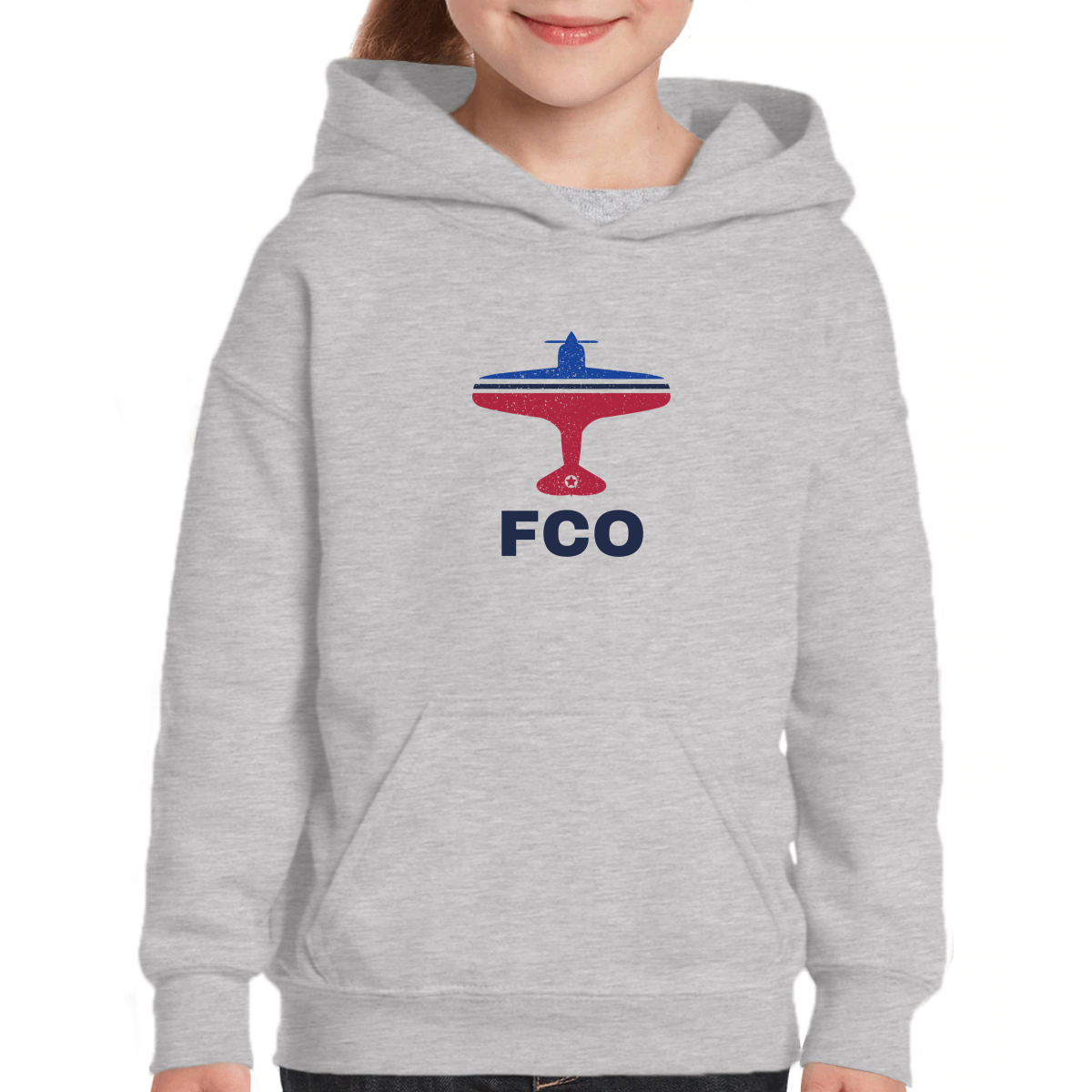Fly Rome FCO Airport Kids Hoodie | Gray