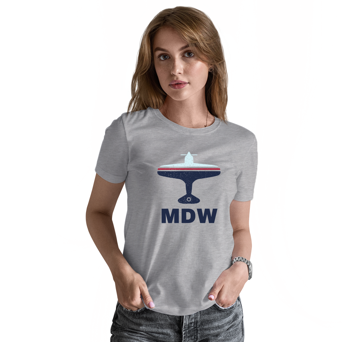 Fly Chicago MDW Airport Women's T-shirt | Gray