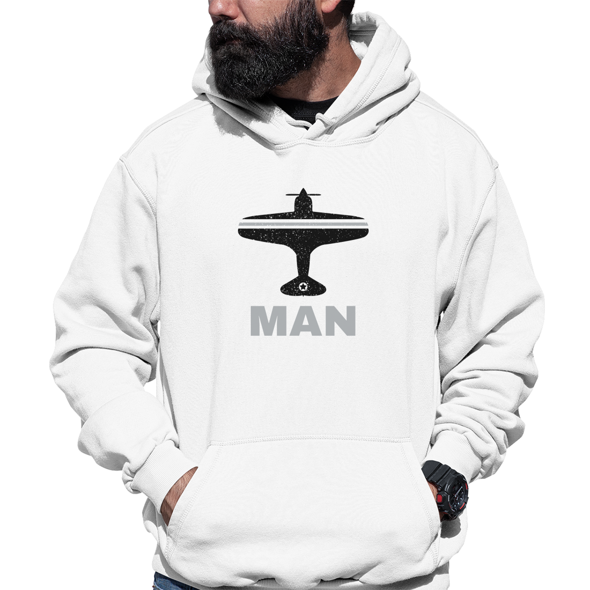 Fly Manchester MAN Airport Unisex Hoodie | White