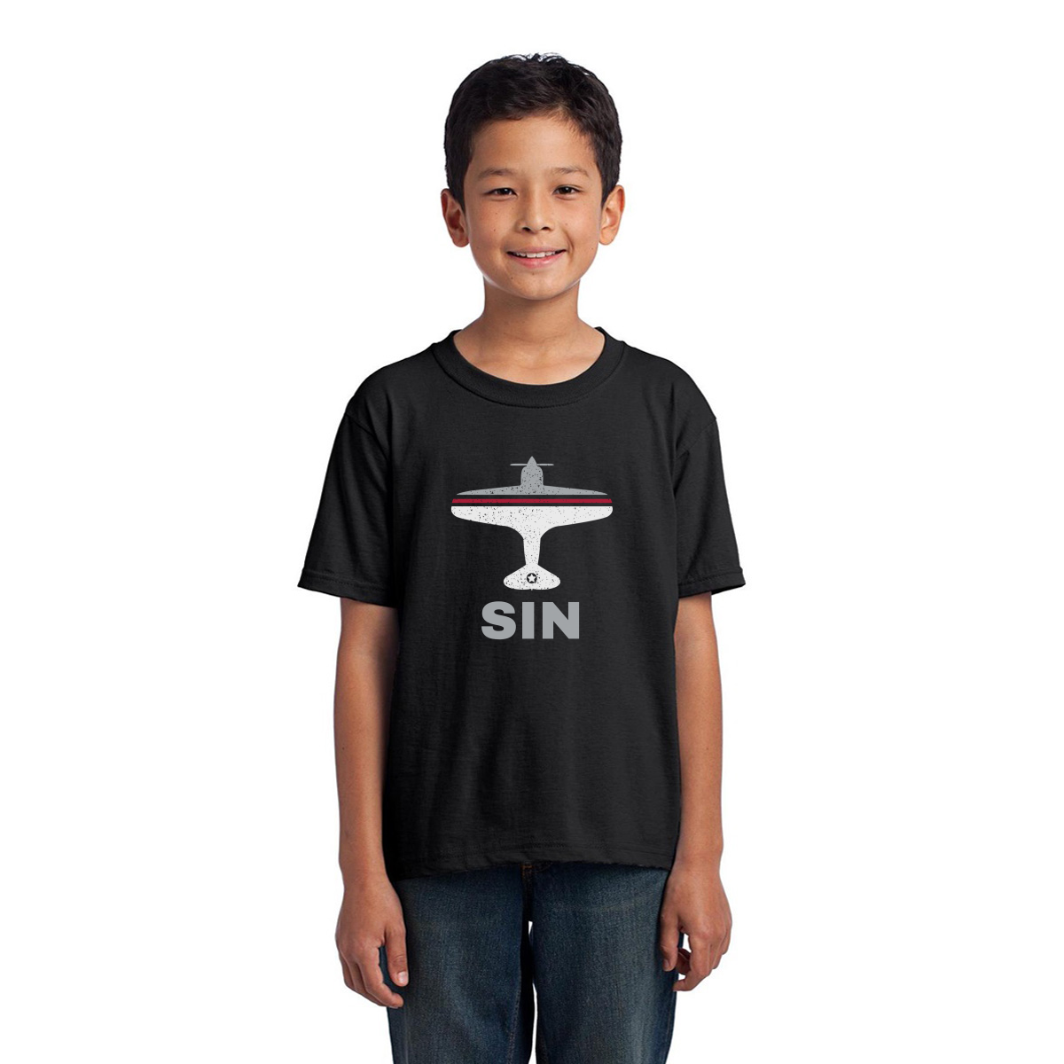 Fly Singapore SIN Airport Kids T-shirt | Black
