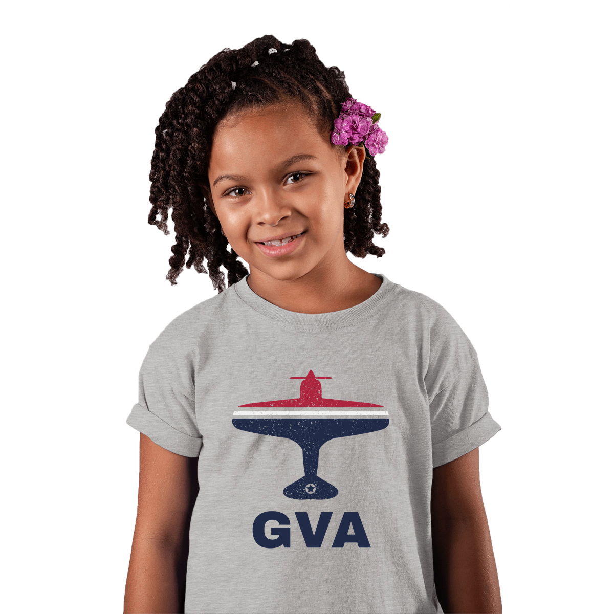 Fly Geneva GVA Airport Kids T-shirt | Gray
