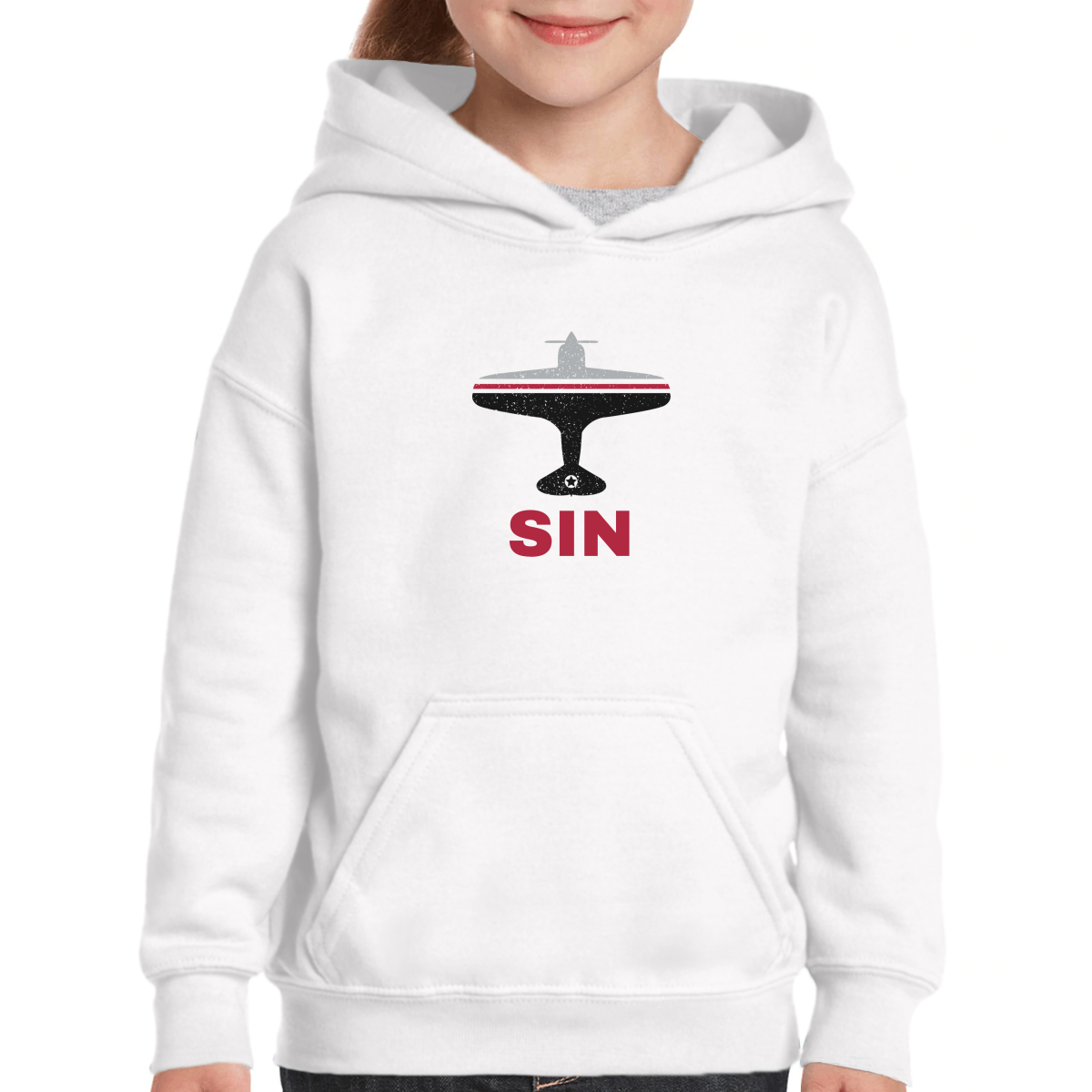 Fly Singapore SIN Airport Kids Hoodie | White