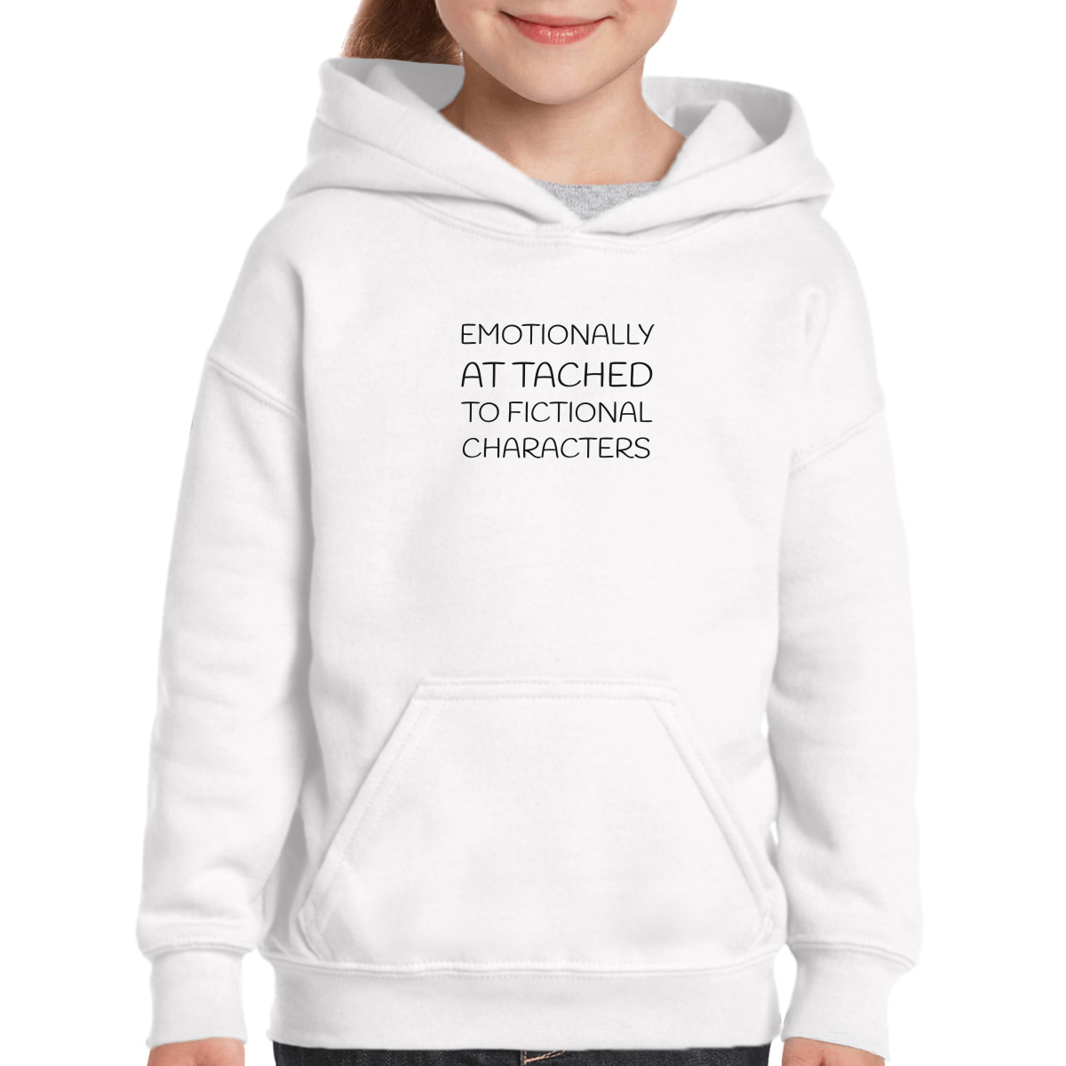 Emotionally Attached to Fictional Characters Kids Hoodie | White