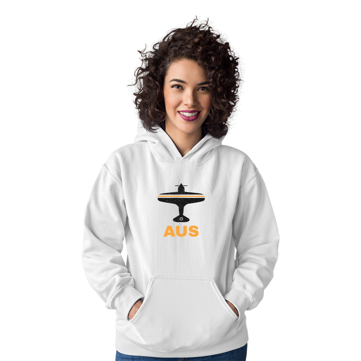 Fly Austin AUS Airport Unisex Hoodie | White