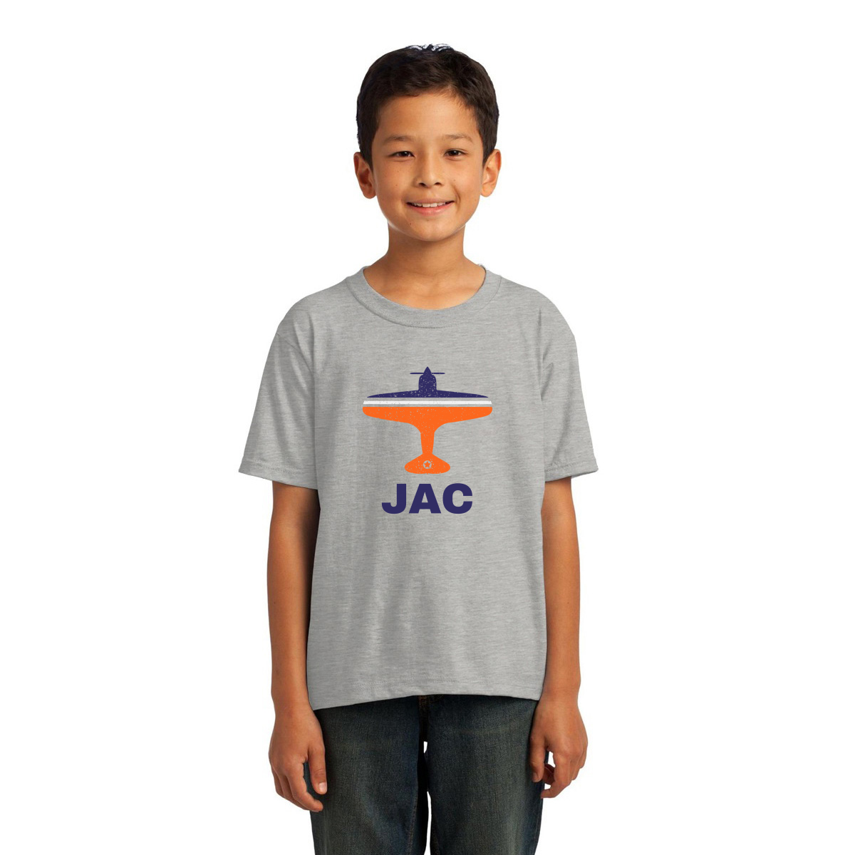 Fly Jackson Hole JAC Airport Kids T-shirt | Gray