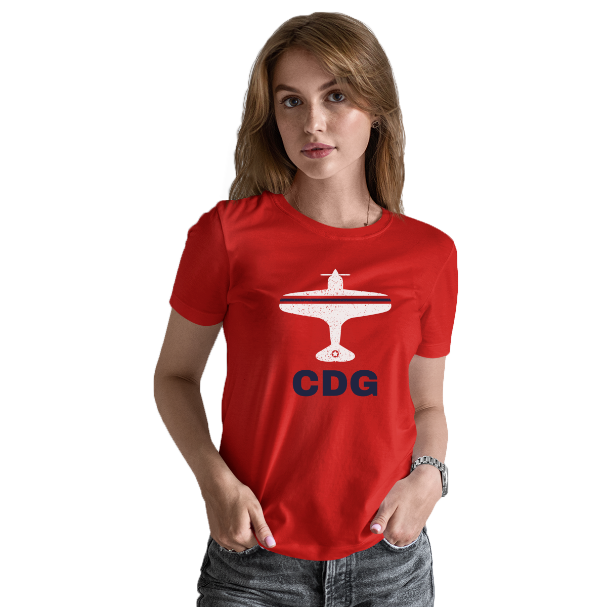Fly Paris CDG Airport Women's T-shirt | Red