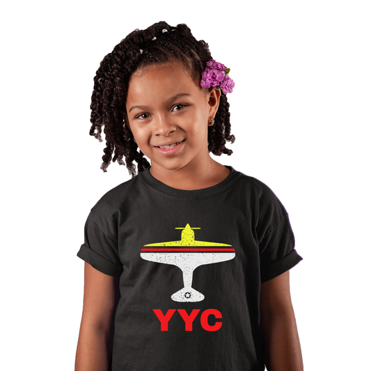 Fly Calgary YYC Airport Kids T-shirt | Black