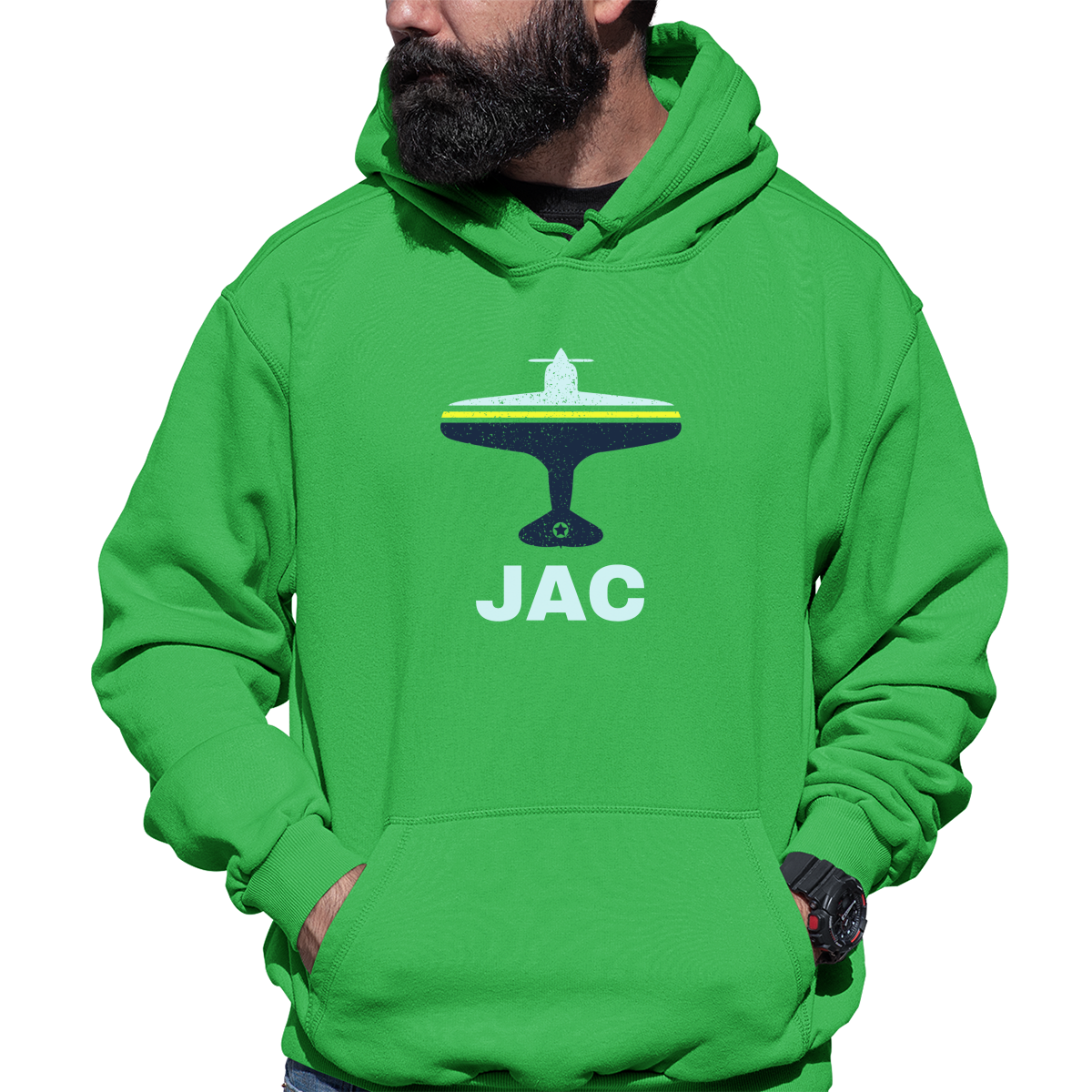 Fly Jackson Hole JAC Airport Unisex Hoodie | Green