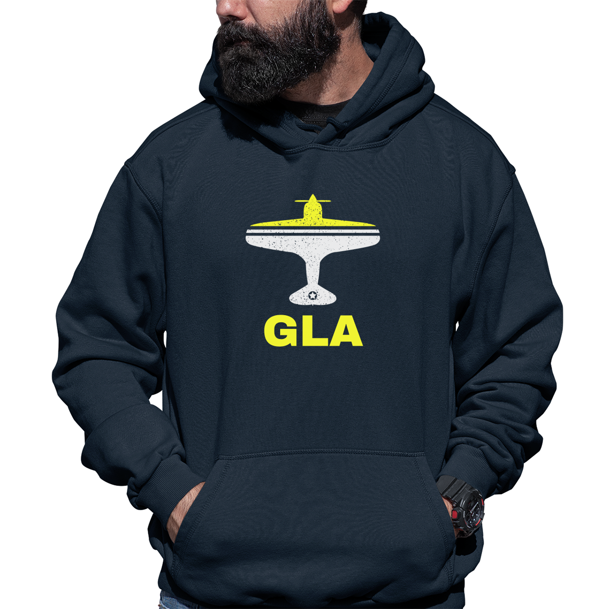 Fly Glasgow GLA Airport Unisex Hoodie | Navy