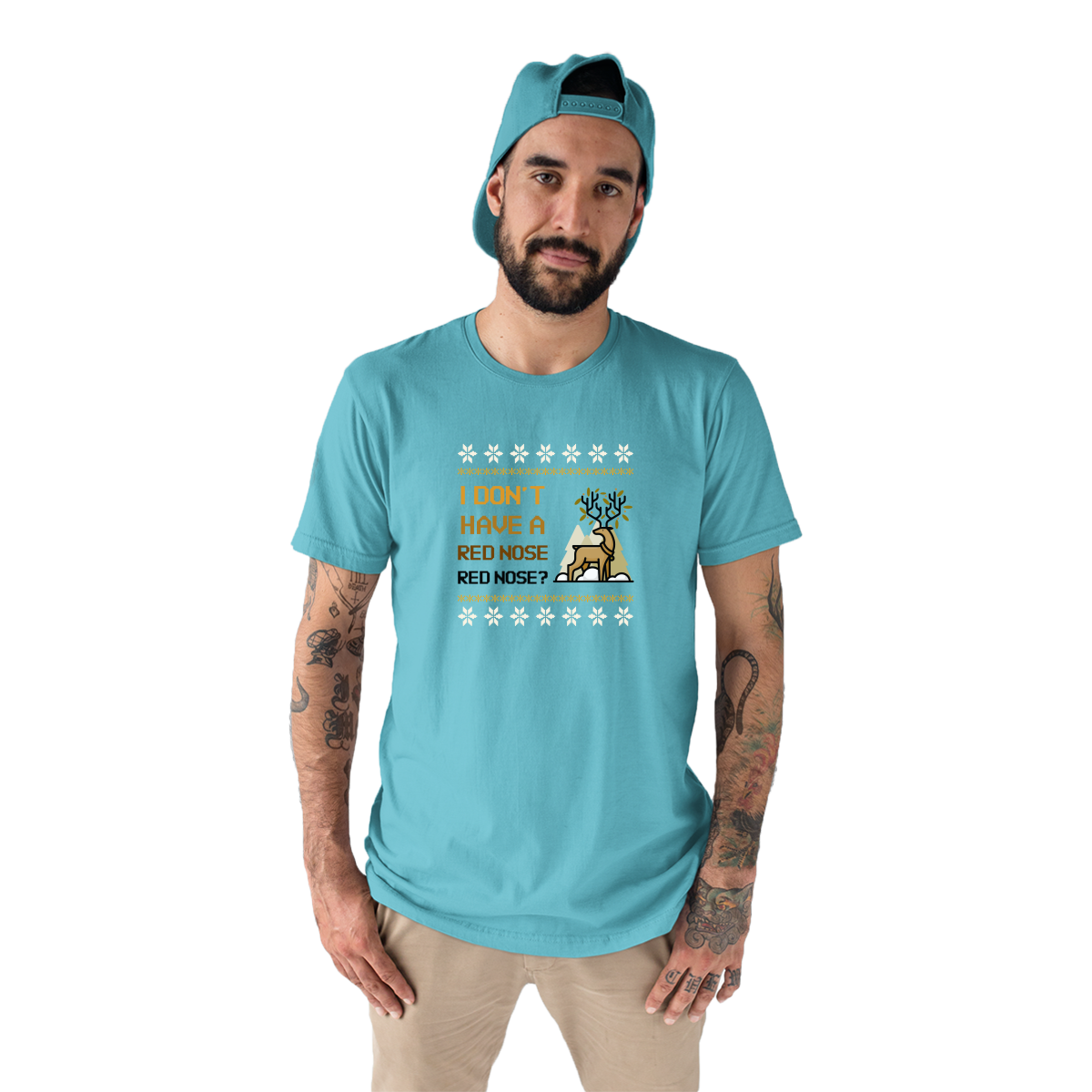 2021 Ugly Sweater Christmas Party Men's T-shirt | Turquoise