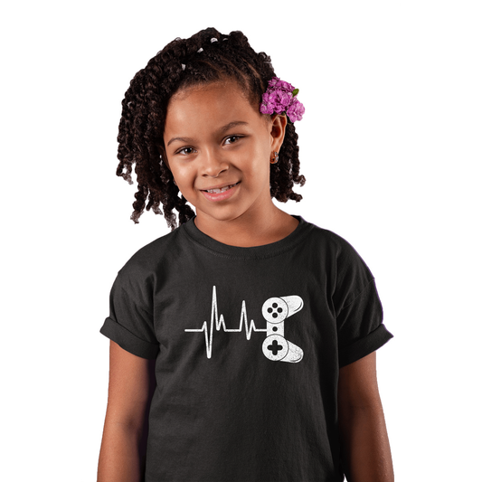 Gamer Heartbeat Kids T-shirt | Black