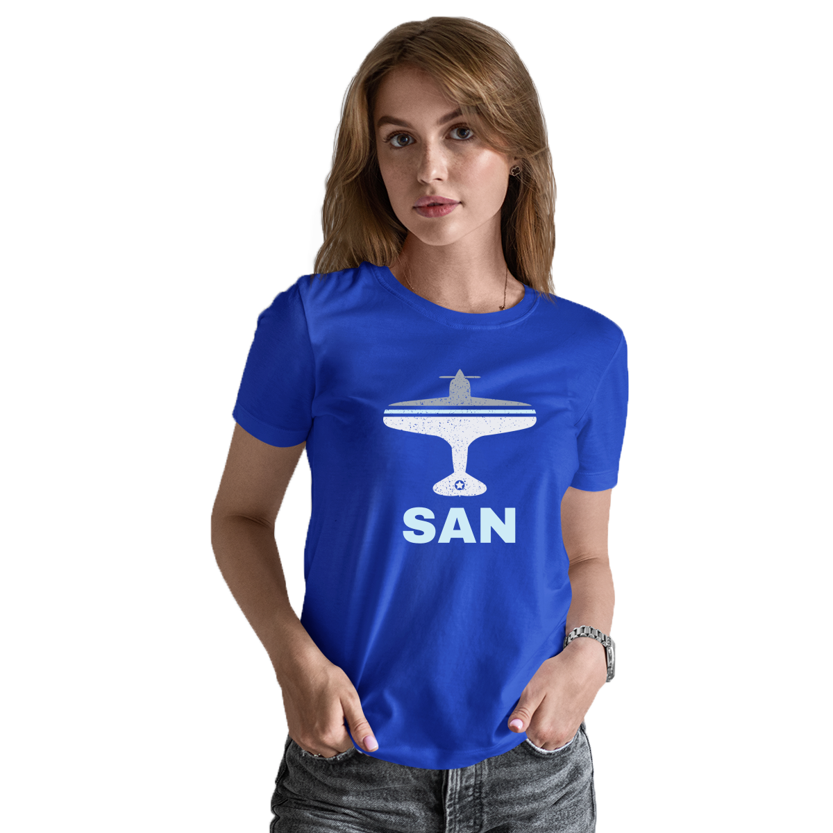Fly San Diego SAN Airport Women's T-shirt | Blue