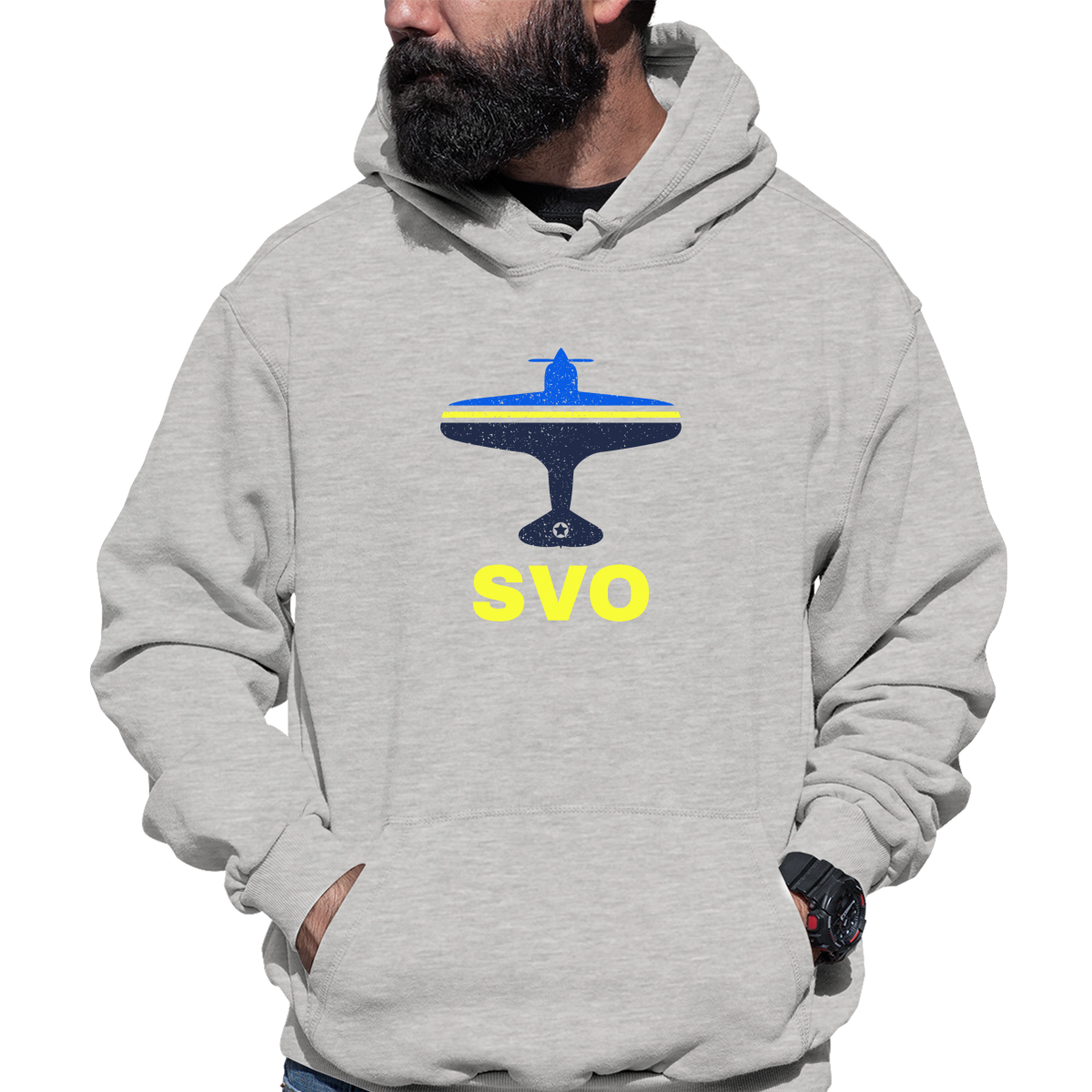 Fly Moscow SVO Airport Unisex Hoodie | Gray