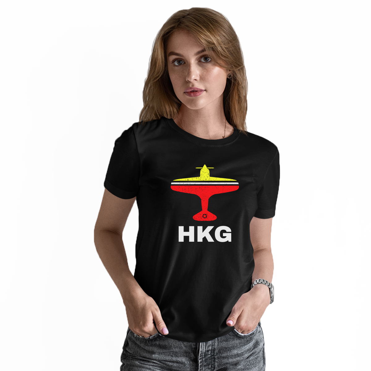 Fly Hong Kong HKG Airport Women's T-shirt | Black