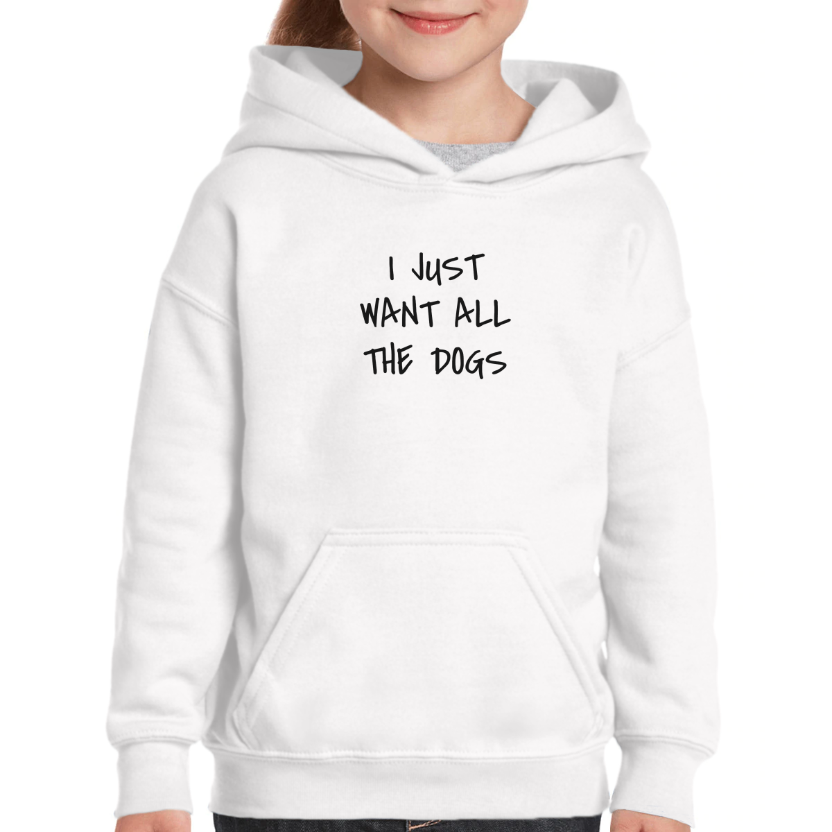 I Just Want All the Dogs Kids Hoodie | White