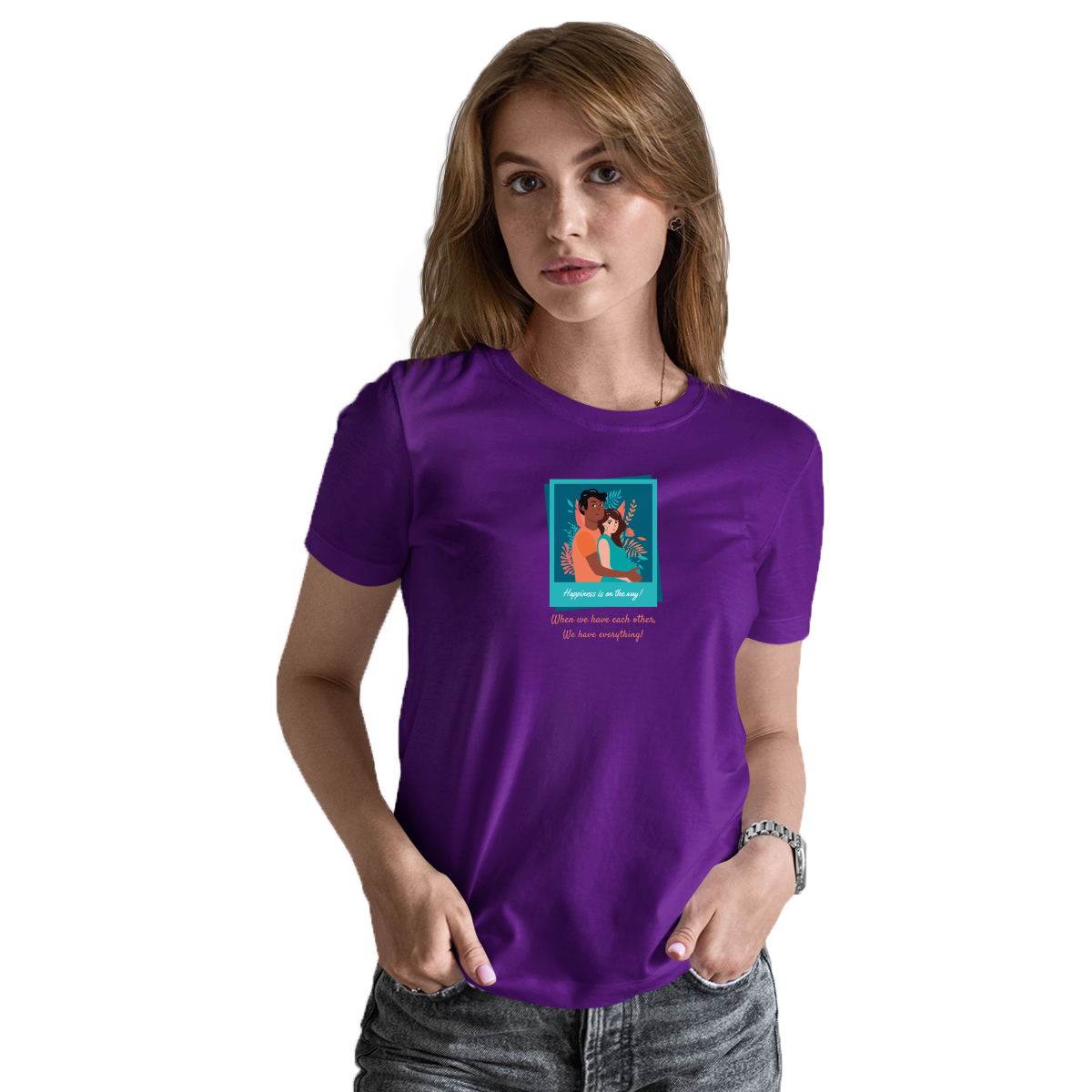 Happiness is on the way Women's T-shirt | Purple