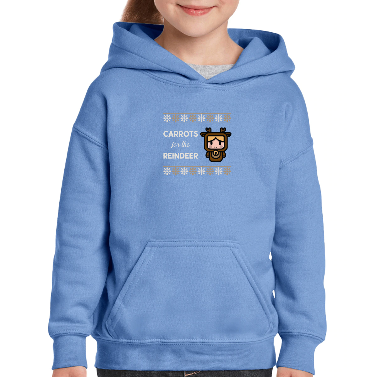 Carrots for the Reindeer Kids Hoodie | Blue