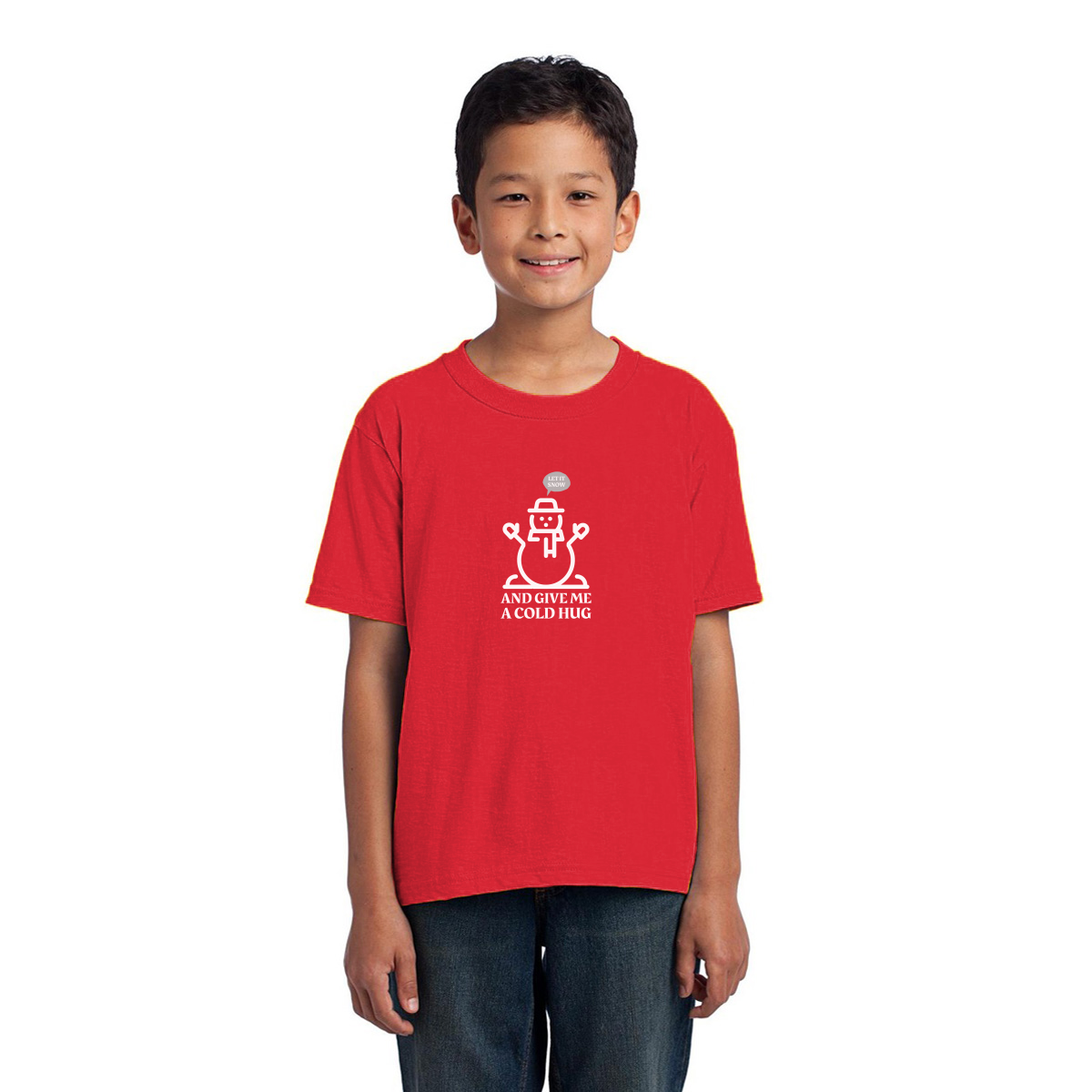 Let It Snow and Give Me a Cold Hug Kids T-shirt | Red