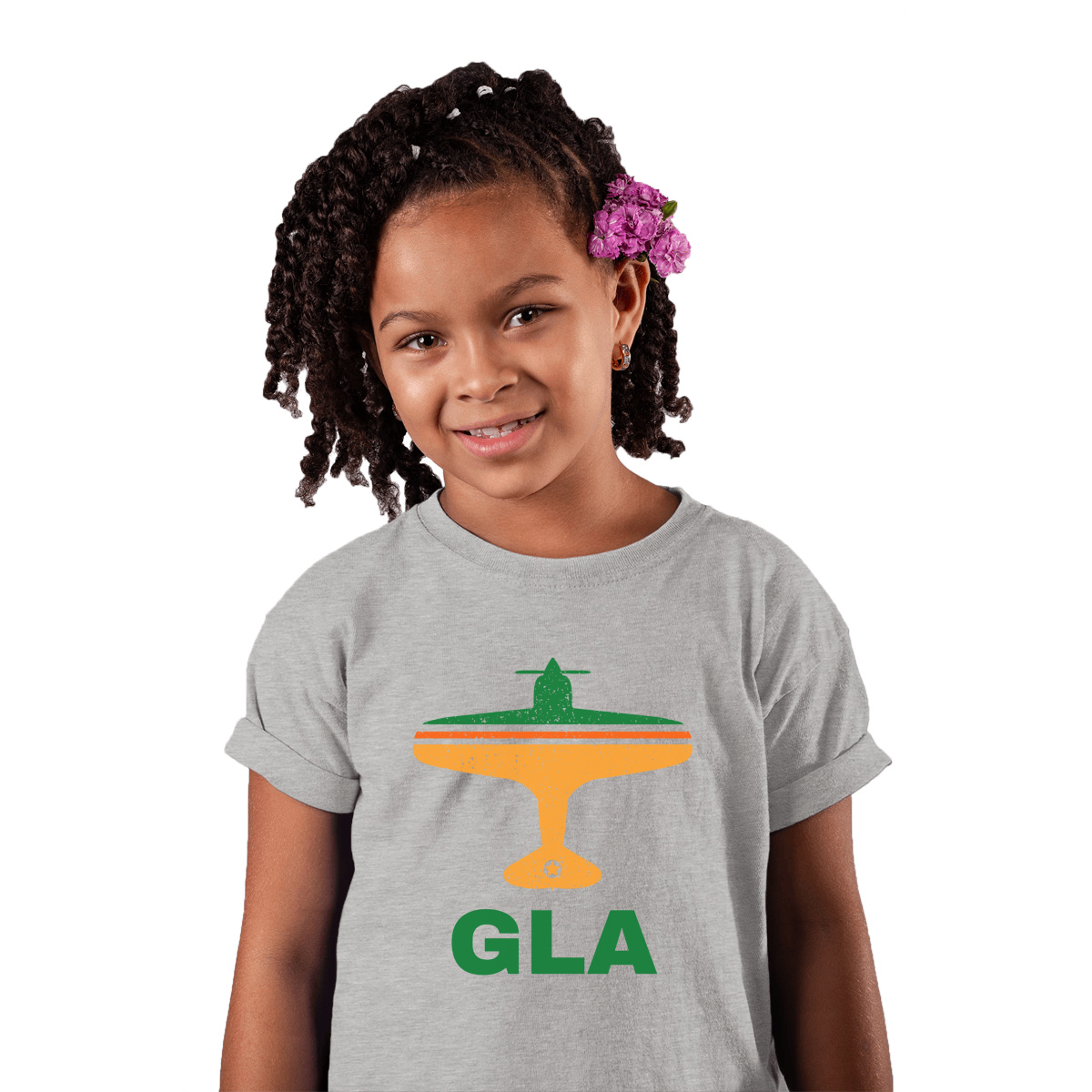 Fly Glasgow GLA Airport Kids T-shirt | Gray