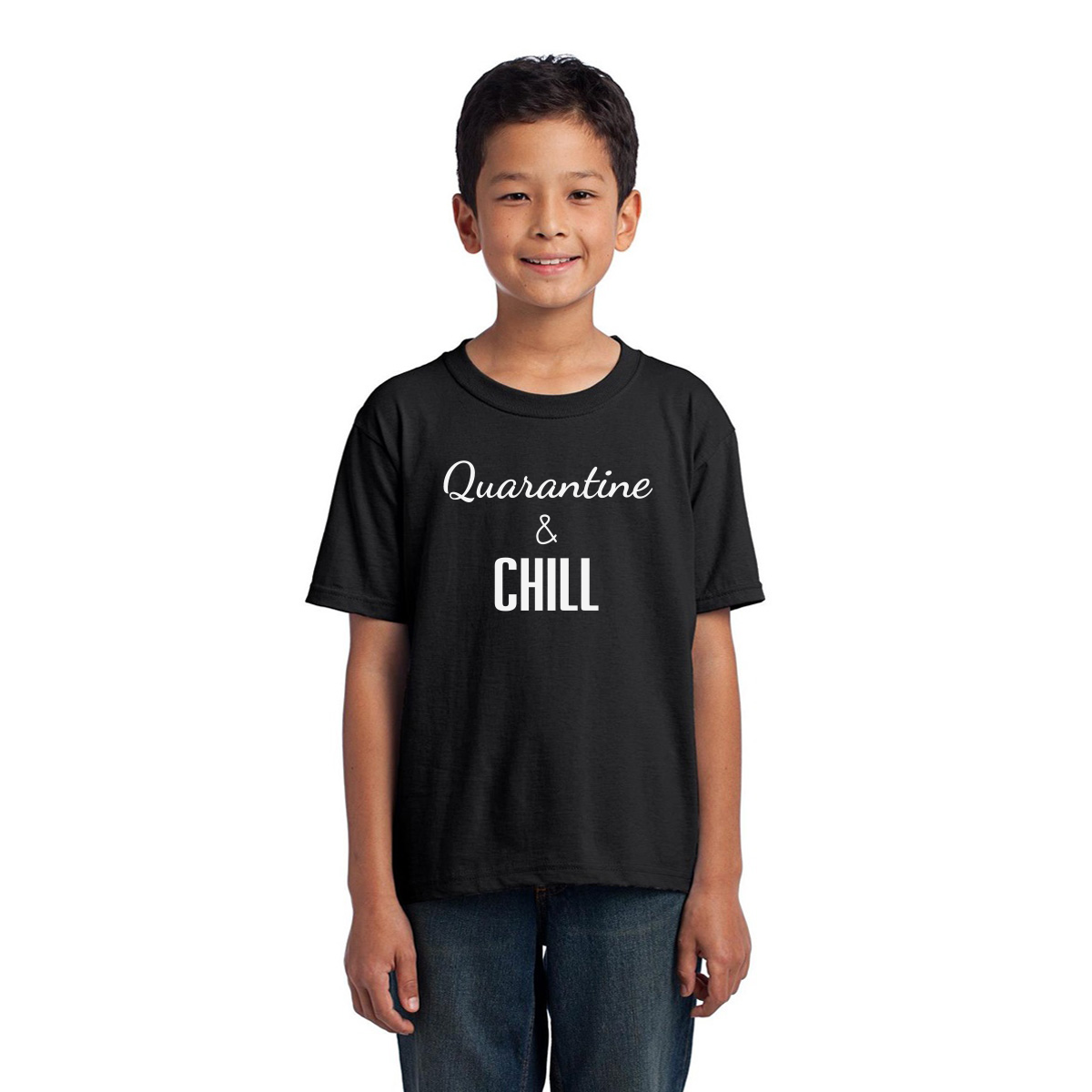 Quarantine And Chill  Kids T-shirt | Black