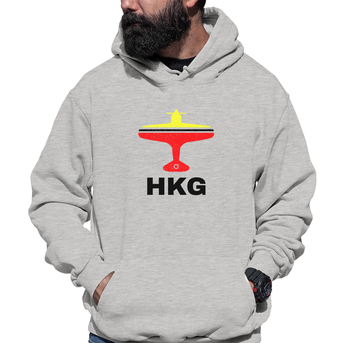Fly Hong Kong HKG Airport Unisex Hoodie | Gray