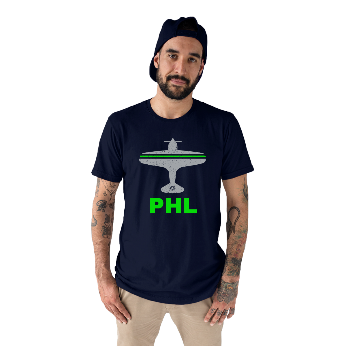 Fly Philadelphia PHL Airport Men's T-shirt | Navy
