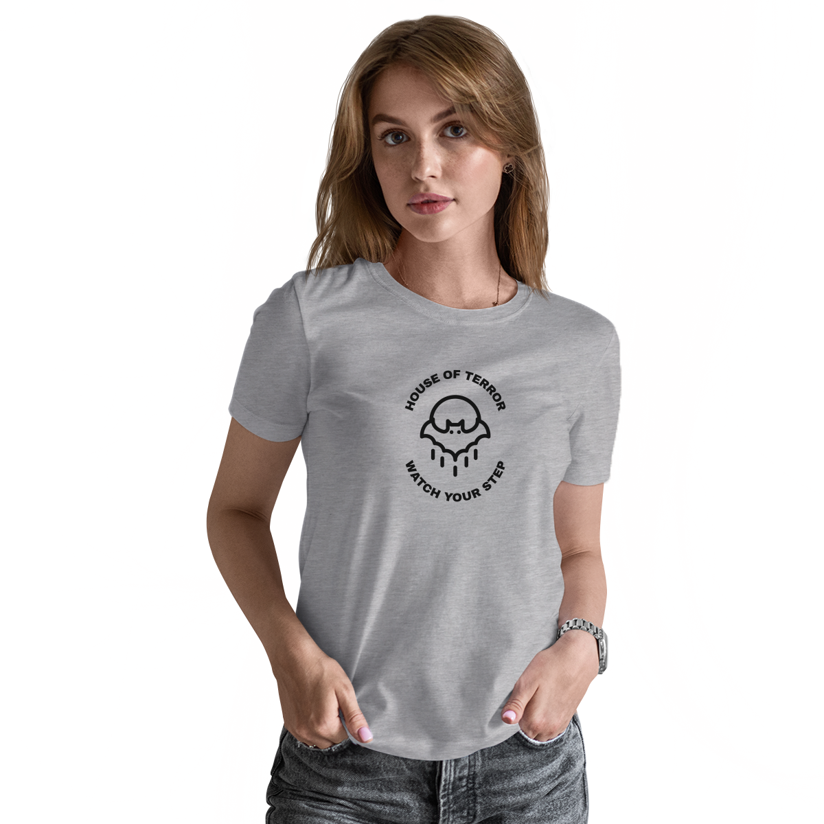 House of Terror Watch Your Step Women's T-shirt | Gray