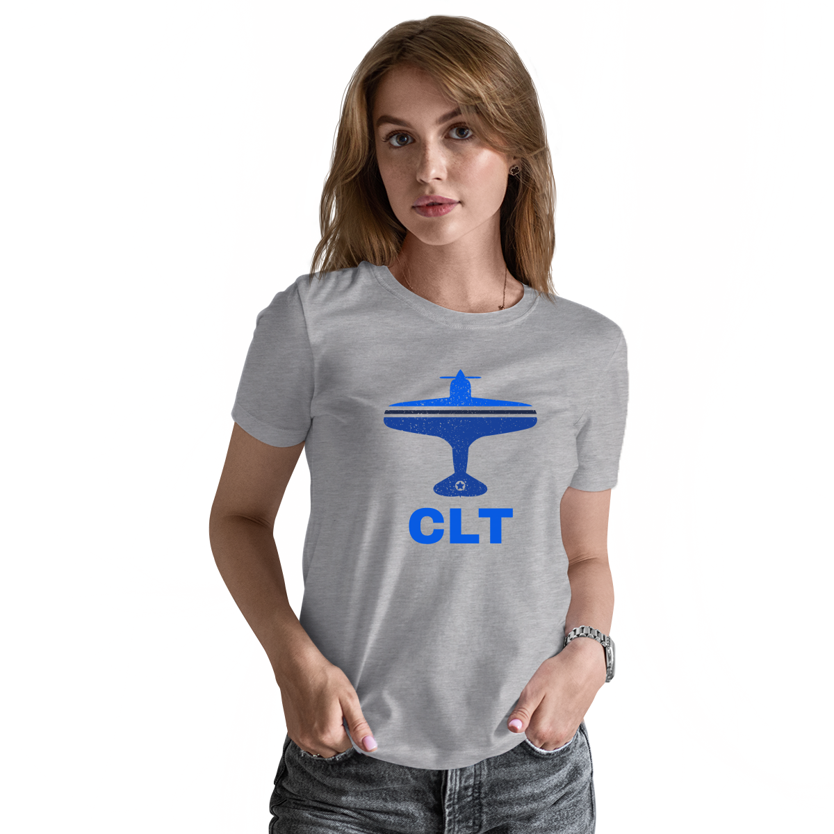 Fly Charlotte CLT Airport Women's T-shirt | Gray