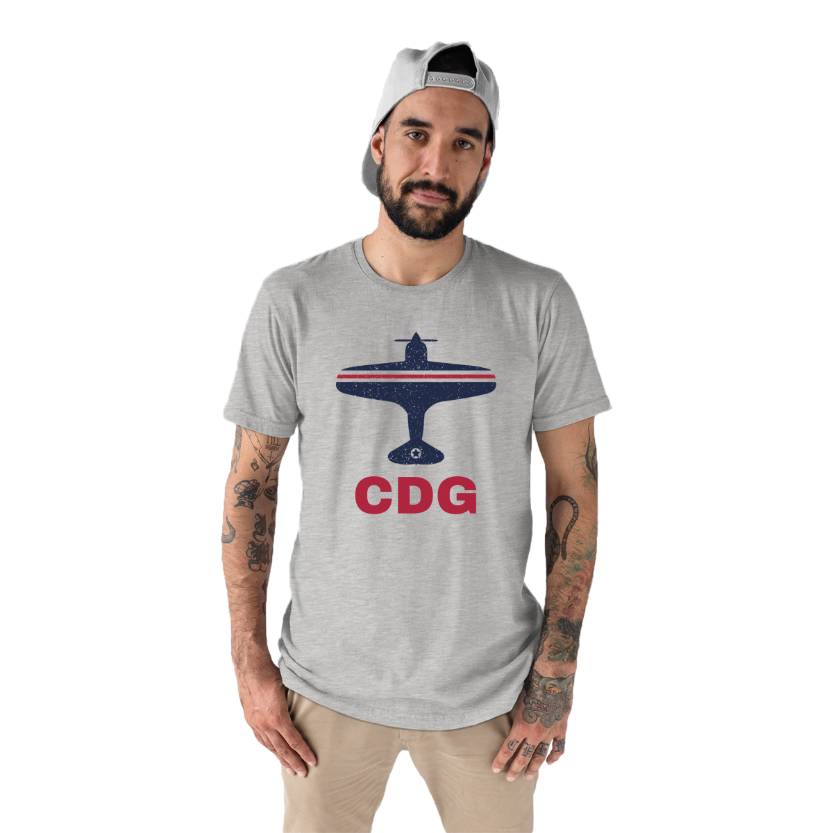 Fly Paris CDG Airport Men's T-shirt | Gray