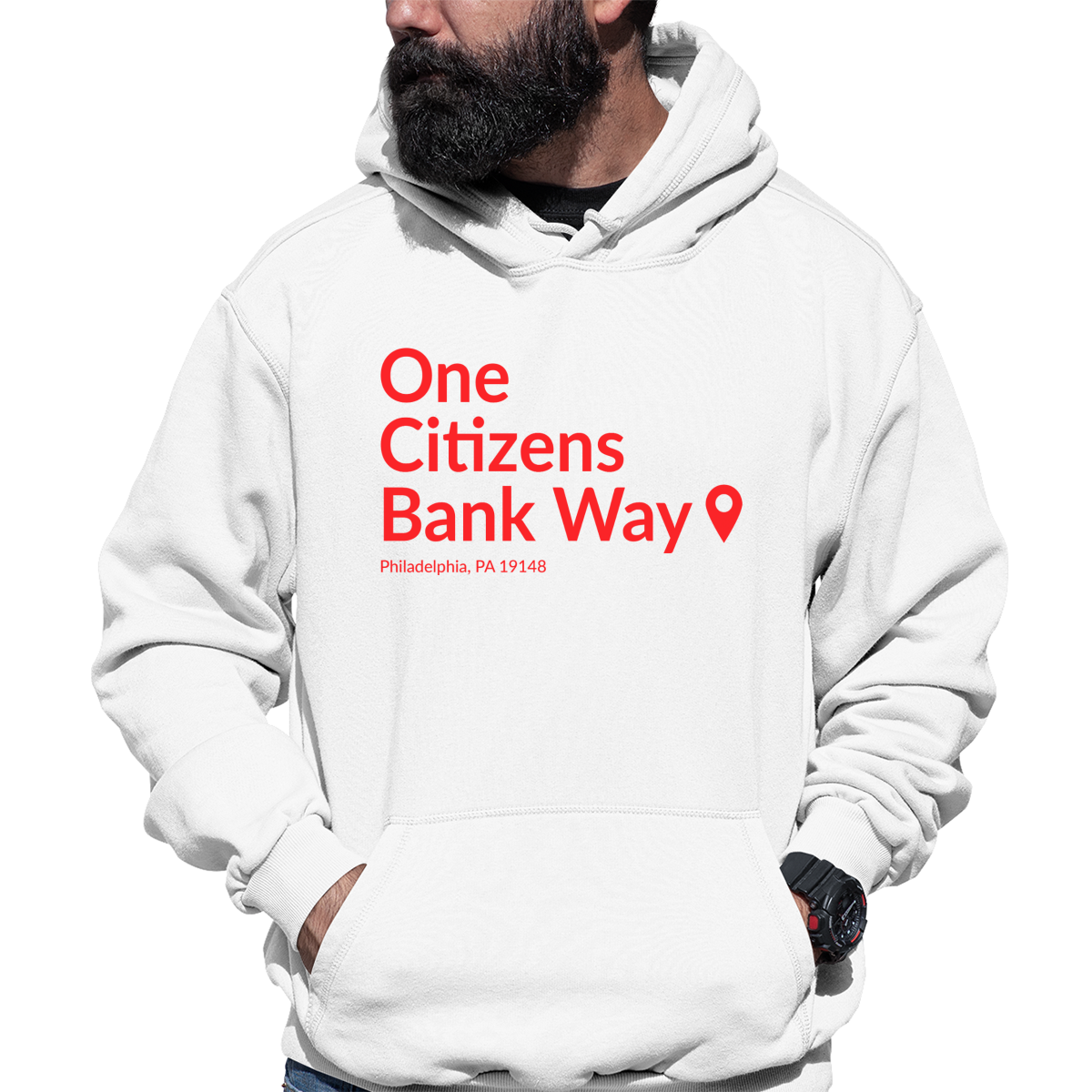 Philly Baseball Stadium Unisex Hoodie | White